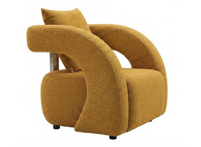 Moderner Loungesessel Senfgelb Boucle Stoff Sessel Wohnzimmer