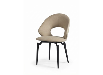 Contemporary Design Esszimmerstuhl Beige Kunstleder Ovaler Durchbruch