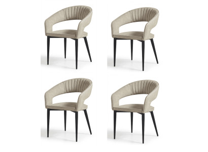 Muschel-Design Esszimmerstühle 4er Set Textil Beige Faltenoptik