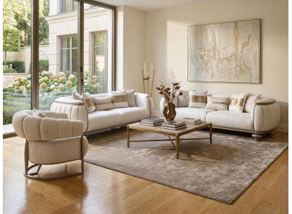 Sofa set 2x 3-Sitzer Sofa Sessel Weiß Modern Wohnzimmer Komfortabel