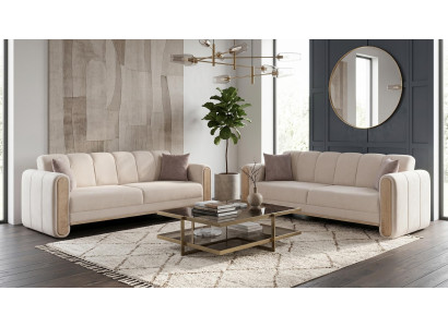 Beiges Sofa-Set Sofas Stoffsofas Design Sofas Wohnzimmer modern