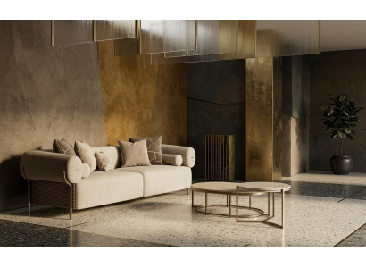 Stilvolles Wohnzimmer Set Sofa Couchtisch Beistelltisch