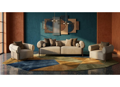 Elegantes Wohnlandschaft Set mit Sofa und Zwei Sesseln