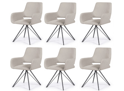 Sanftes Minimal-Design Drehbarer Esszimmerstühle 6er Set Beige Textil