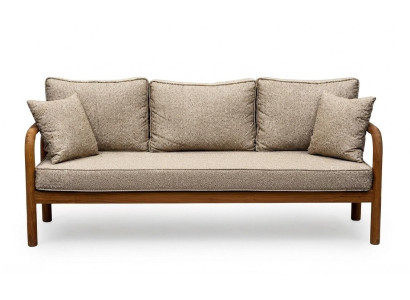 Beiges 3-Sitzer Sofa Holz Modern Wohnzimmer Elegantes Design