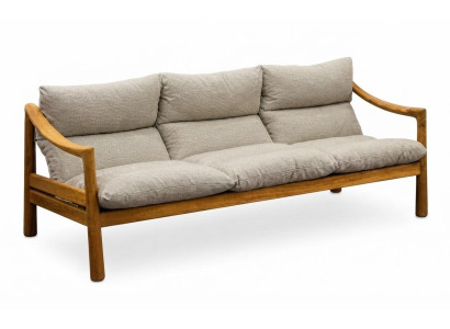 Elegantes Beiges Sofa 3-Sitzer Holzrahmen Modern Wohnzimmer Komfort