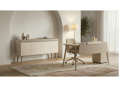 Beige Büro Einrichtung Set mit Schreibtisch Kommode Sideboard
