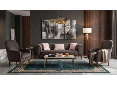 Graues Sofa-Set Sofas Stoffsofas modern Design Wohnzimmer