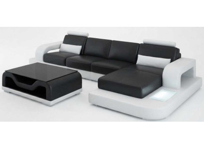 Stilvolle Ecksofa Schwarz mit Designer Couchtisch und Premium Design