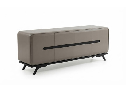 Modernes Beige Sideboard Glas Metall Wohnzimmer Flur Luxus Design