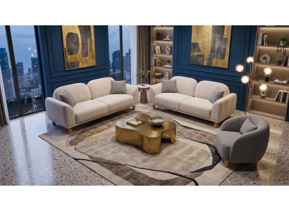 Beige-graues Sofa-Set Sofas Stoffsofas modern Wohnzimmergarnitur