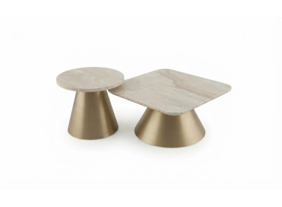 Moderner Gold Couchtisch Marmoroptik Metall Wohnzimmertisch