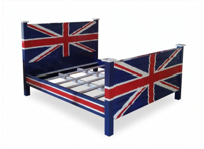 Union Jack Bett British Style Vintage Holz Doppelbett Loft Design