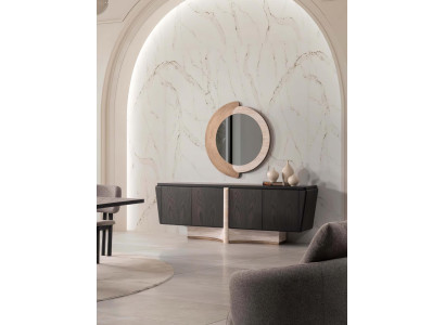 Sideboard Set Wandspiegel Modern Schwarz Edel Luxus Anrichte