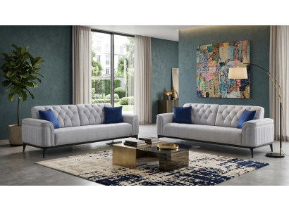 Graues Sofa-Set 3+3-Sitzer-Sofas Stoffsofas hohe Qualität Wohnzimmermöbel