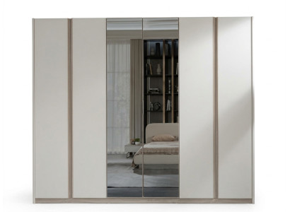 Kleiderschrank Beige Modern Edel Schrank Spiegelschrank Schlafzimmer
