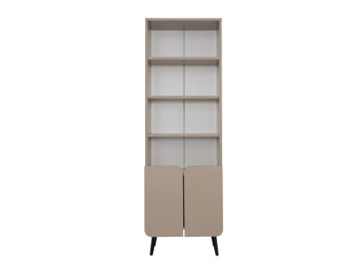 Beiges hohes Bücherregal modern Holzschrank geräumiger Schrank Wohnzimmer