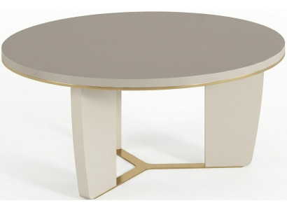 Moderner Runder Weißer Couchtisch Gold Akzent Wohnzimmer Luxus Design