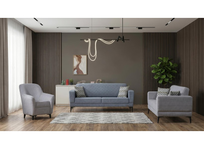 Graues Sofaset 3+2+1-Sitzer-Sofas Stoffsofas modern Wohnzimmer luxuriös