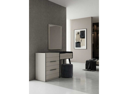 Schminktisch Spiegel Hocker Beige Schwarz Modern Edel Kommode