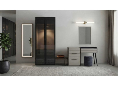 Kleiderschrank Schminktisch Beige Schwarz Modern Edel Spiegel
