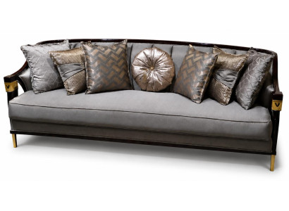 Modernes 3-Sitzer Sofa Grau Textil Gold Akzent Luxus Couch