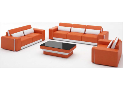 Orange Wohnzimmer Garnitur Sofa Set Couchtisch Modern Luxus Design