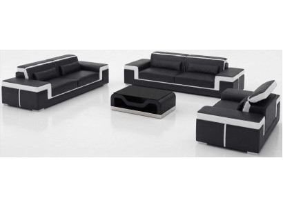 Schwarzes Sofa Set Wohnzimmer 3+2+1 Sitzer Premium Couchtisch Design
