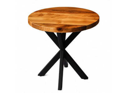 Design Couchtisch Naturholz mit schwarzem Metallgestell