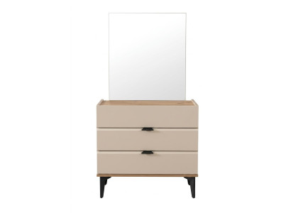 Beigefarbene Kommode mit Spiegel Holzkommode modern Jugendzimmer Schlafzimmer