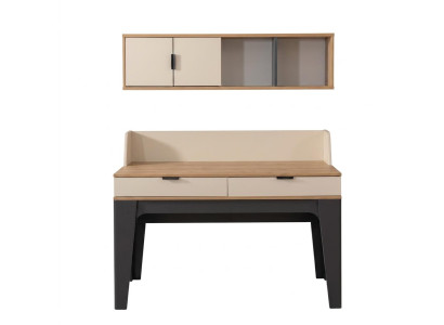 Beiger Schreibtisch Tisch mit Regal Jugendzimmer modern Lerntisch Schlafzimmer