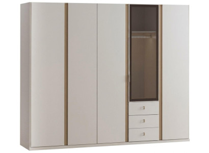 Moderner Beiger Kleiderschrank Holz Schlafzimmer Glasfront Stauraum