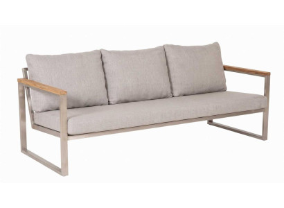 Moderner 3-Sitzer Gartensofa Beige Holz Metall Terrasse