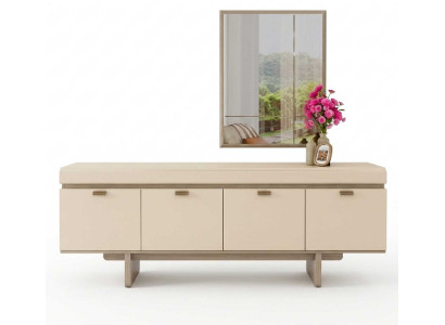 Sideboard Kommode Spiegel Set Beige Modern Holz Elegant Edel