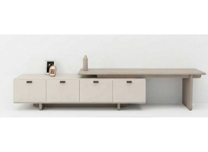 TV Lowboard Board Fernsehtisch Aufsatz Beige Modern Holz Edel