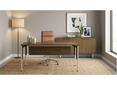 Set Modern Brauner Schreibtisch Sideboard Holz Metall Mobiliar