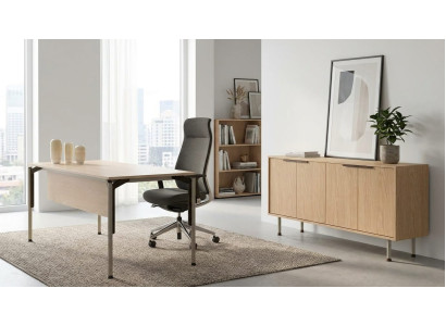 Büro Set Moderner Beige Schreibtisch Sideboard Holz Mobiliar