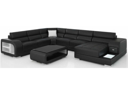 Modernes Schwarzes Wohnlandschaft Sofa U Form Couchtisch Set Designer Möbel