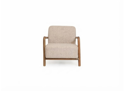 Sessel Modern Weiß Bequem Polster Lounge Holzgestell Stoff Wohnen
