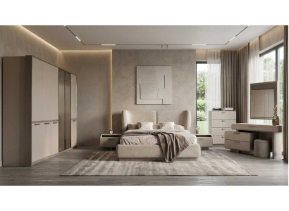 Schlafzimmer Komplett Set Kleiderschrank Bett Beige Modern Edel