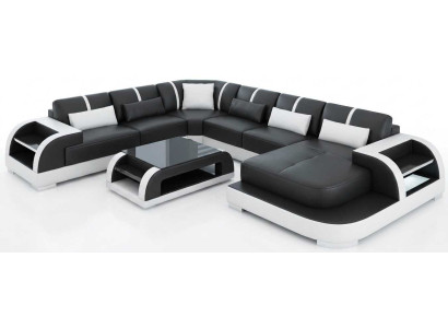 Beige U Form Sofa Wohnlandschaft Couchtisch Modern Groß Komfort Design