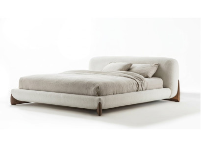 Bett Doppelbett Polsterbett Weiss Beige Modern Elegant Edel