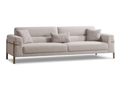 Moderner 3-Sitzer Beige Textil Edelstahl Einfarbig Zeitgenössisches Sofa