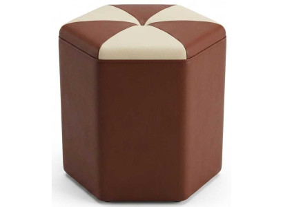 Brauner Würfelhocker Kunstleder Holz Sitzhocker Modern Geometrisch