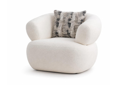 Moderner Boucle Sessel Weiß Armlehnsessel Lounge Sessel Wohnzimmer