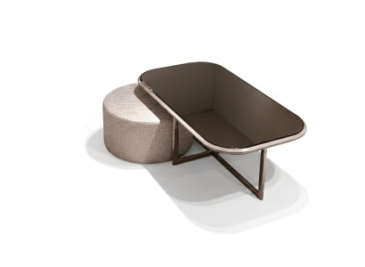 Modernes Couchtisch Set Beistelltisch Sofatisch mit Pouf Elegantes Neu