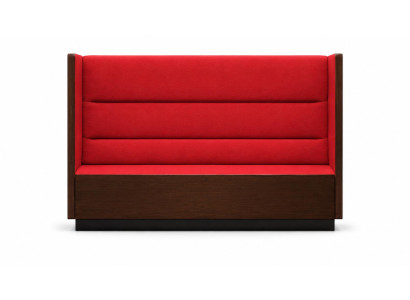Rotes Dreisitzer Sofa Polstersofa Holzrahmen Wartezimmer Sitzmöbel