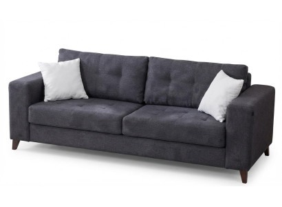 Sofa 3 Sitzer Wohnsofa Grau Textil Zeitgemäß Bequem Polstermöbel