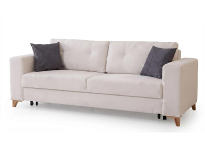 Beiges Sofa 3 Sitzer Textil Modern Gemütlich Wohnzimmer Sitzmöbel