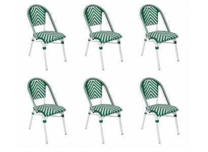 6x Moderne Stühle Grün Weiß Metall Esszimmerstuhl Polsterstuhl Set